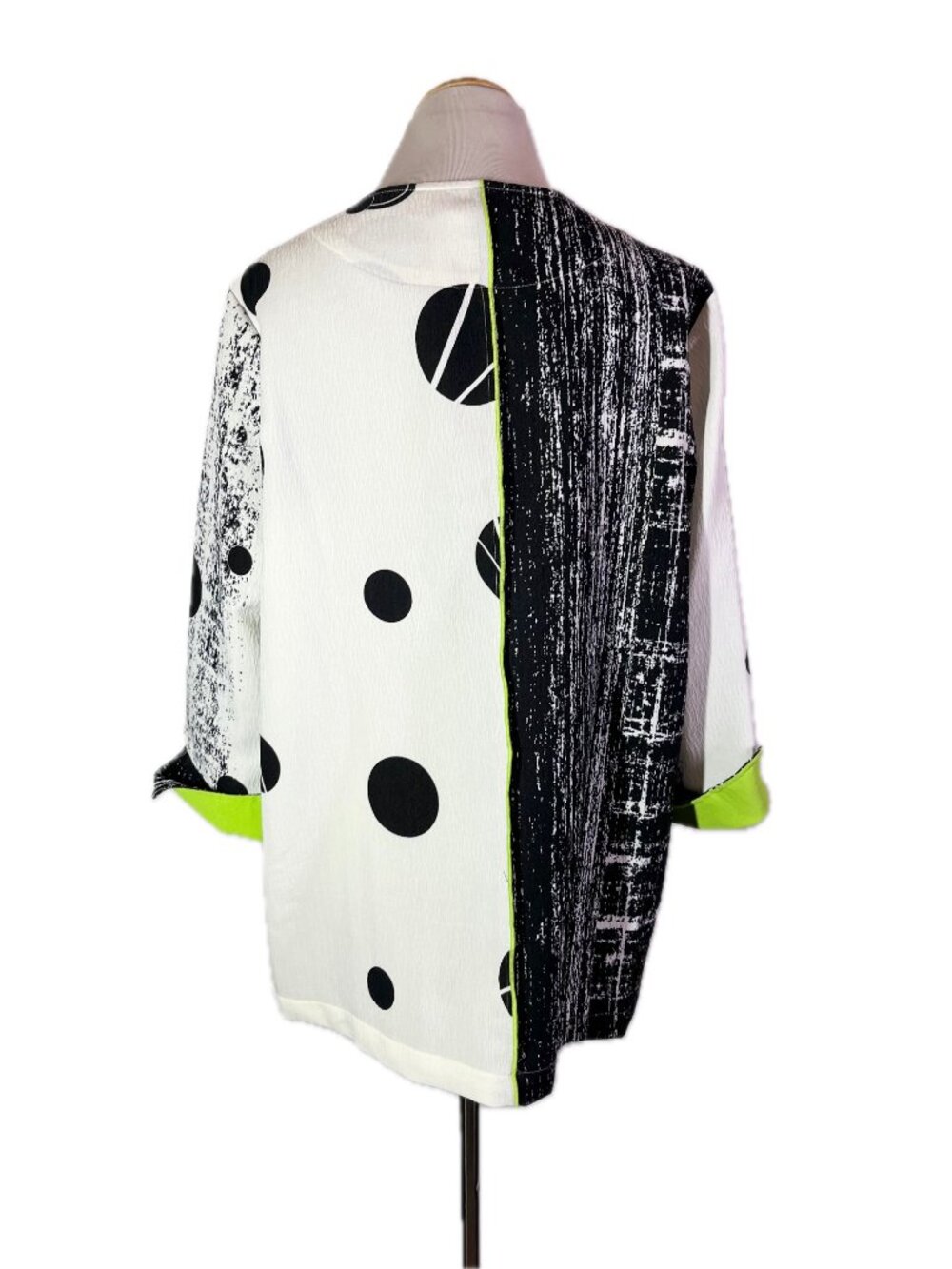 Ali Miles Size L Light Jacket Polka Dot Print Black White - Picture 3 of 8